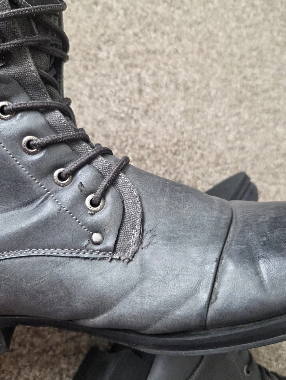 J75 Thunder by Jump Men's Gray Combat Boot Lace-Up Side Zip Tactical Size 12